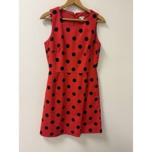 J. Crew Women Red & Navy Blue Polka Dot Sleeveless A Line Dress Sz 2